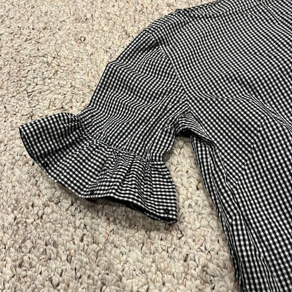 Lauren Ralph Lauren Gingham Plaid Short Sleeve Blouse Sz S Petite Ruffle Preppy - Picture 7 of 7